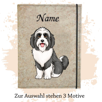Dokumentenhülle für die Hunderasse Bearded Collie grau